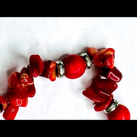 RED CORAL bracelet with beads - Picture 3 of 5